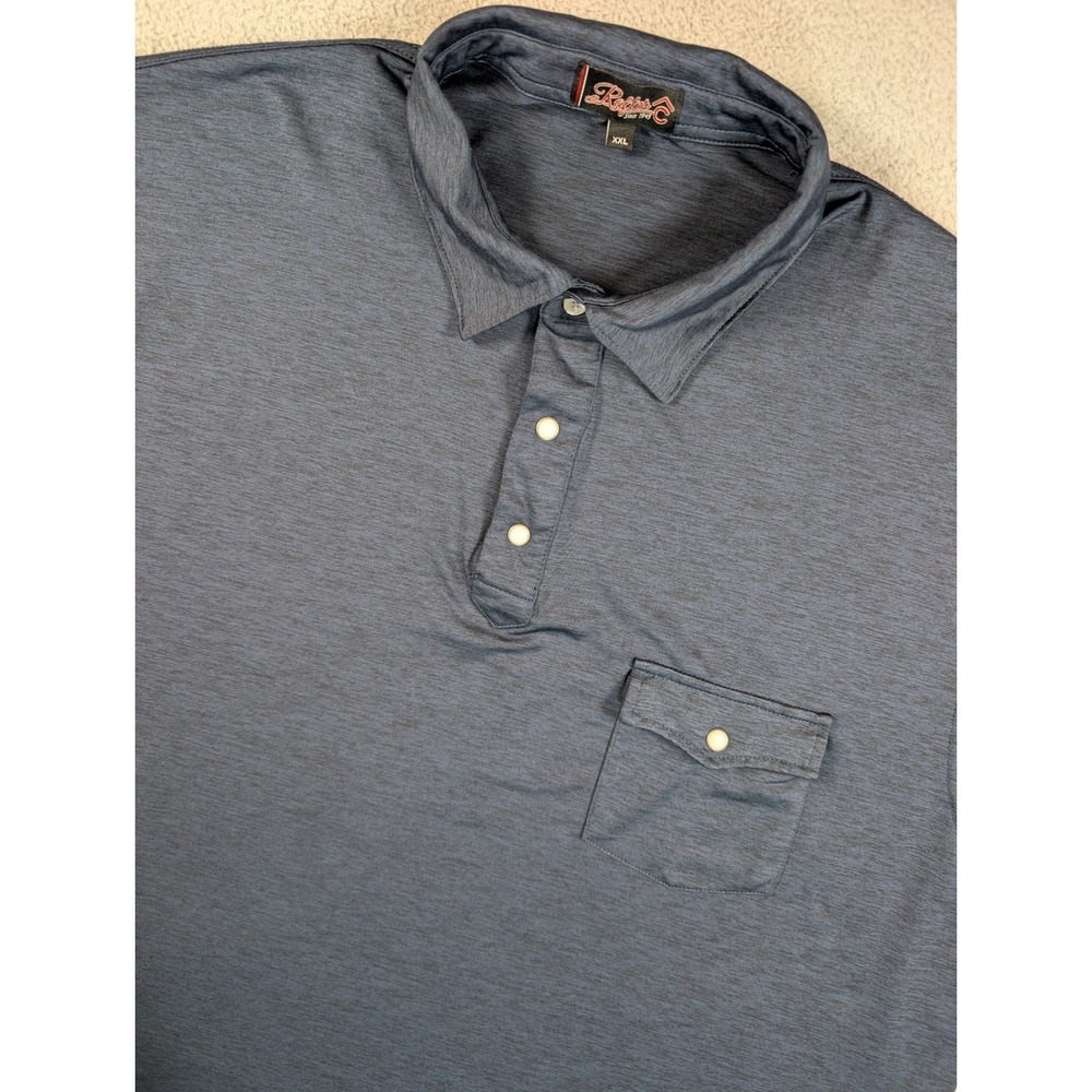 Rafter C Mens XXL Navy Blue Heathered Short Sleeve Pocket Polo Shirt RN 135408